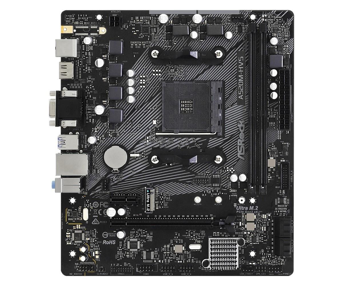 ASRock A520M-Hvs/AMD A520M SATA3/M.2 ATX Motherboard 90-MXBE60-A0UAYZ (90-MXBE60-A0UAYZ)