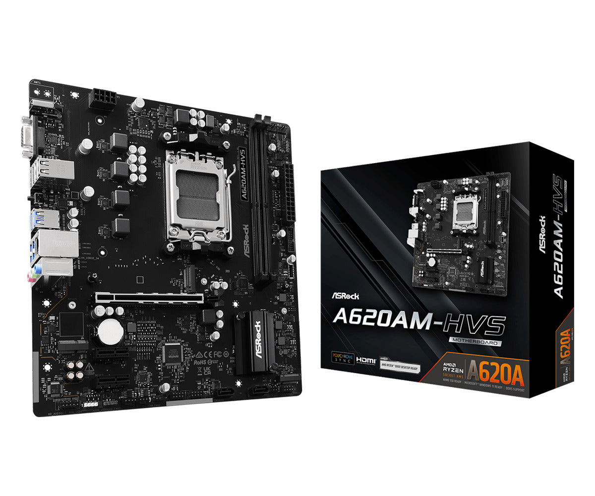ASRock A620Am-Hvs AMD A620A Socket AM5 Motherboard 90-MXBSR0-A0UAYZ (90-MXBSR0-A0UAYZ)