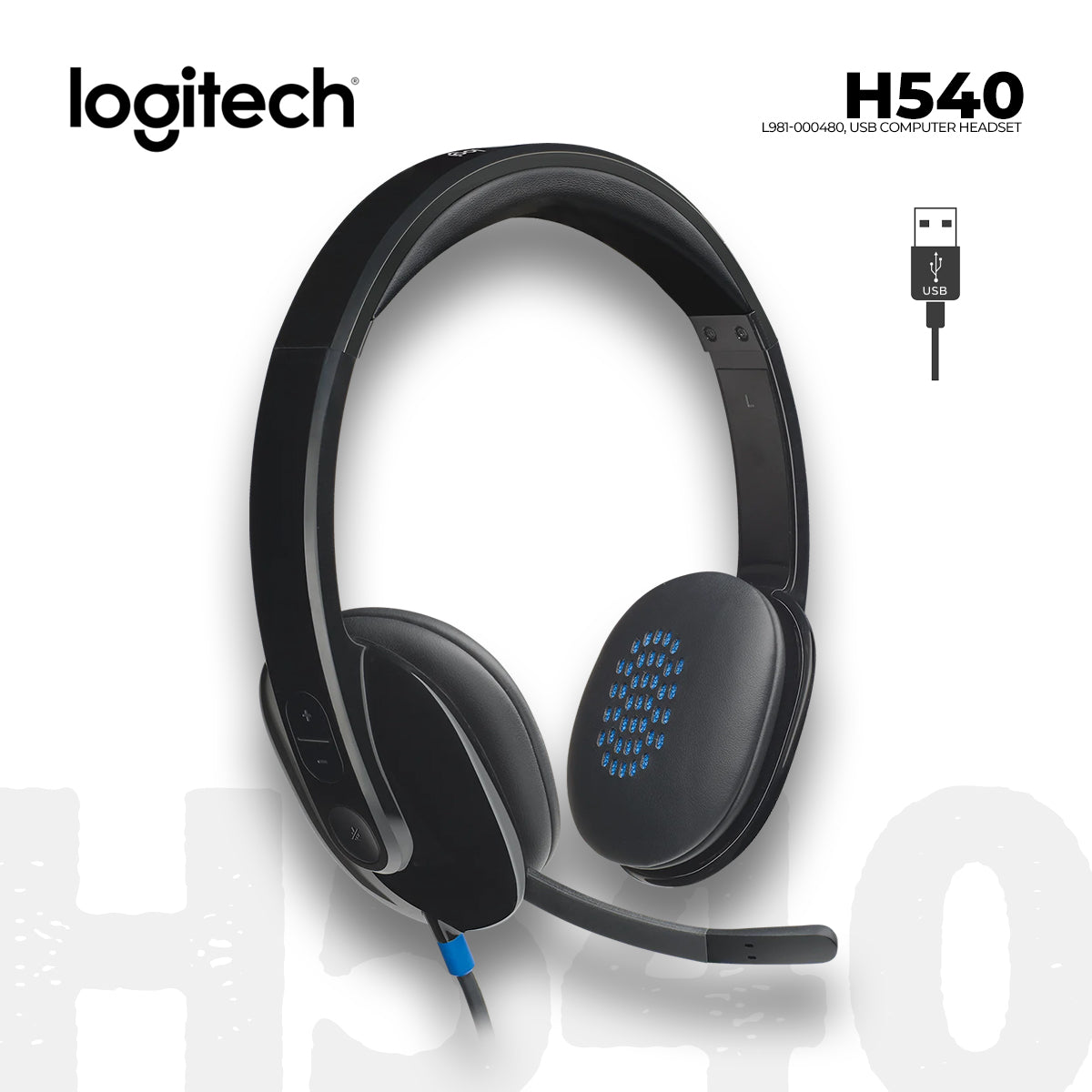 Logitech USB H540 Headset 981-000480 (981-000480)