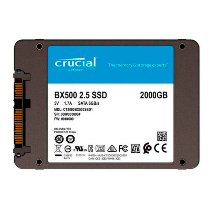 Crucial BX500 Micron 3D NAND SATA600 2TB 2.5" SSD CT2000BX500SSD1