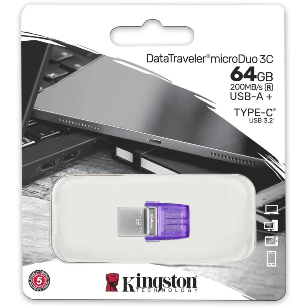 Kingston USB DataTraveler microDuo 64GB USB Flash Drive DTDUO3CG3/64GB (DTDUO3CG3/64GB)