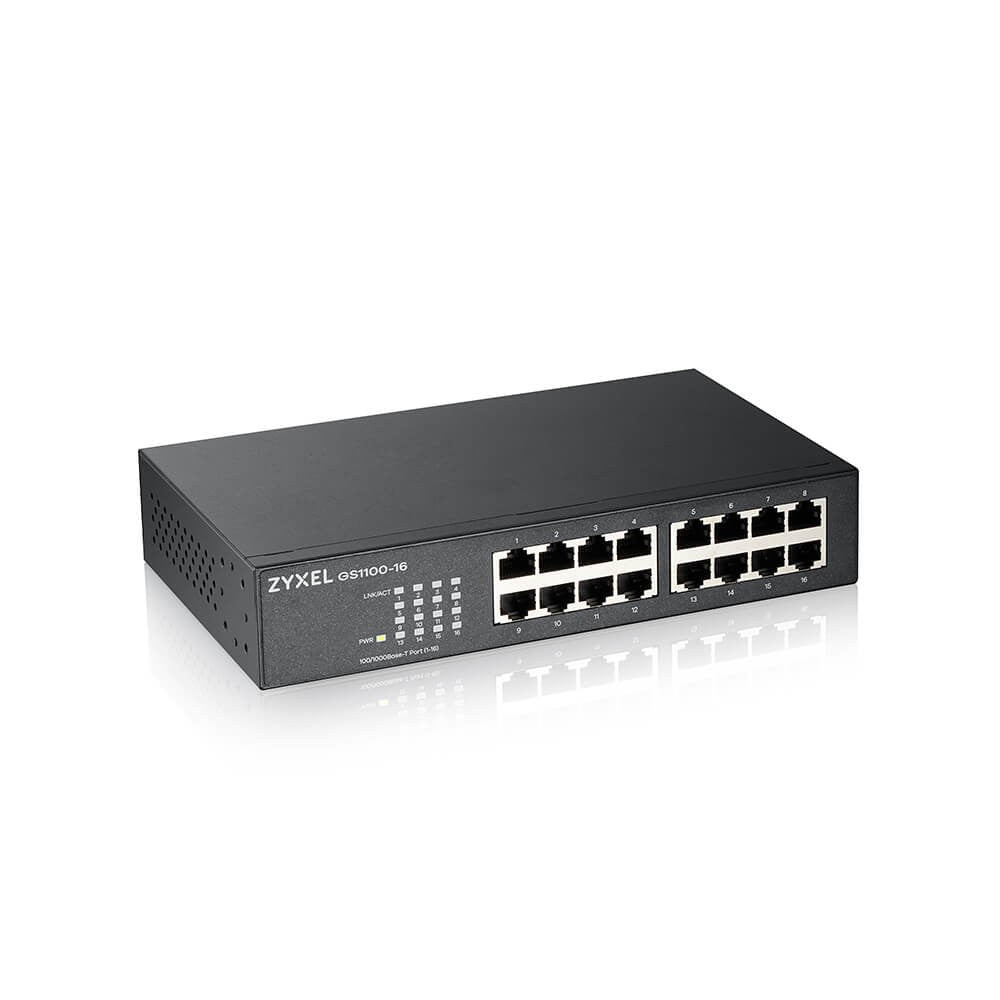 Zyxel GS1100-16E Unmanaged Slimline Ethernet Switch GS1100-16E-EU0101F (GS1100-16E-EU0101F)