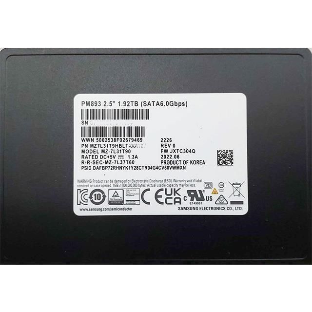 Samsung PM893 MZ7L31T9HBLT 1.92TB 2.5" SSD MZ7L31T9HBLT-00A07