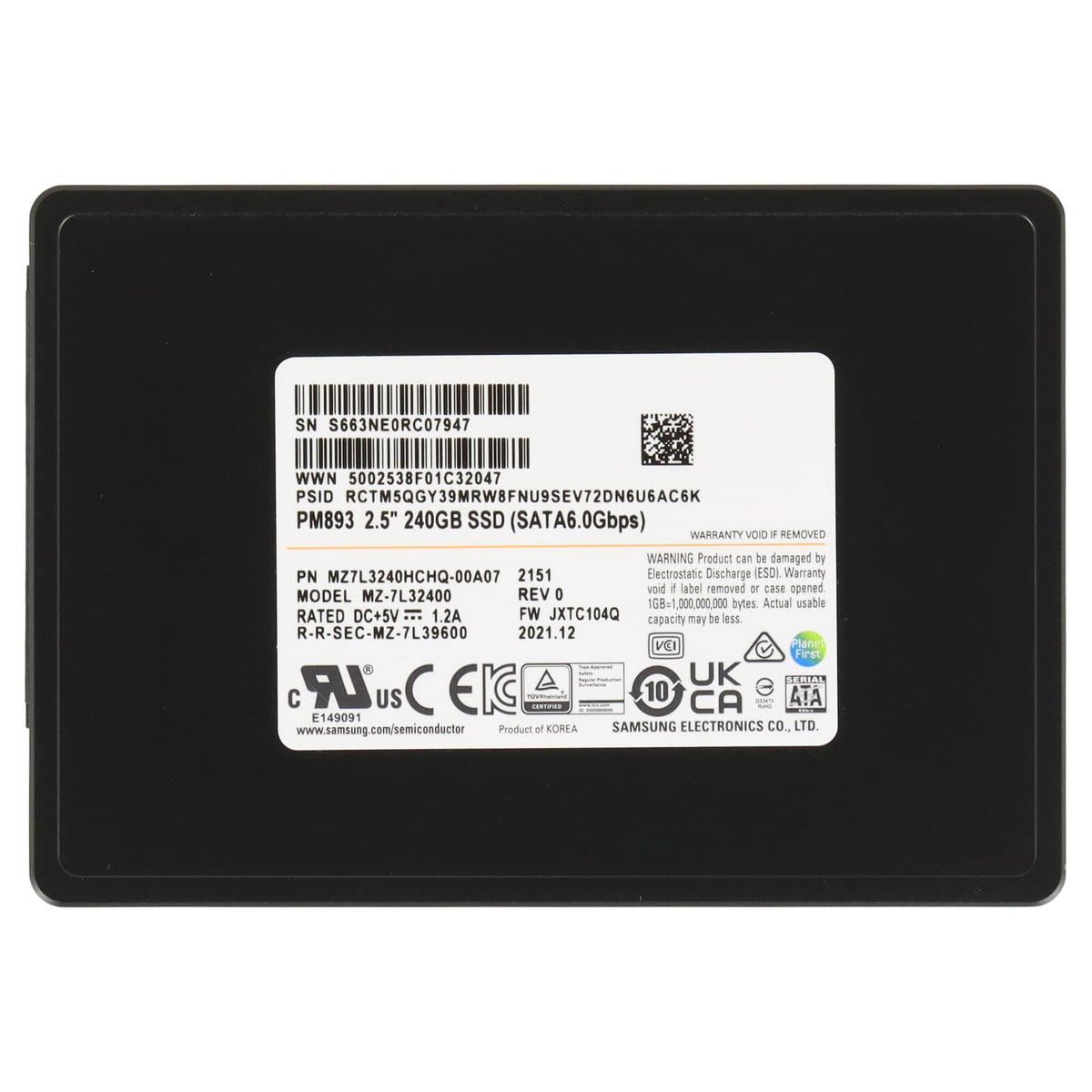 Samsung PM893 MZ7L3240HCHQ 240GB 2.5" SATA SSD MZ7L3240HCHQ-00A07 (MZ7L3240HCHQ-00A07)
