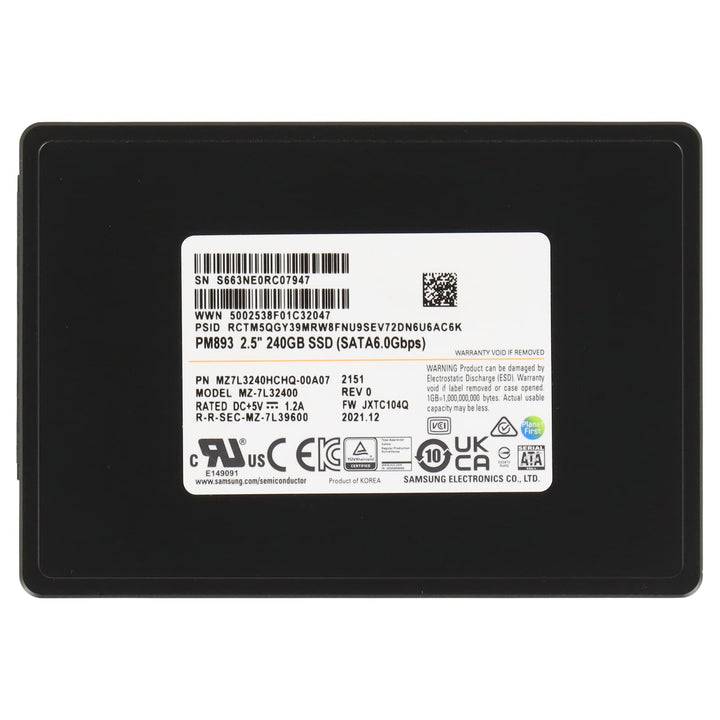 Samsung PM893 MZ7L3240HCHQ 240GB 2.5" SATA SSD MZ7L3240HCHQ-00A07