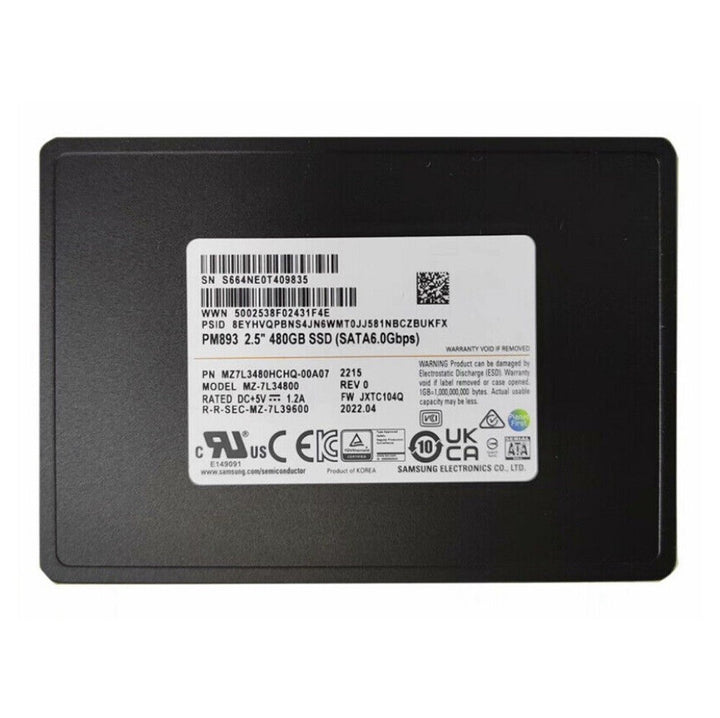 Samsung PM893 MZ7L3480HCHQ 480GB 2.5" SSD MZ7L3480HCHQ-00A07