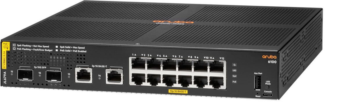 HPE 6100 12g Class4 2g/2SFP+ 139W PoE Ethernet USB-C Switch JL679A#ABB - OwnerApprovedWeb e98be5c9cdeb